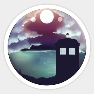 Parking with a great view - Tardis Sticker